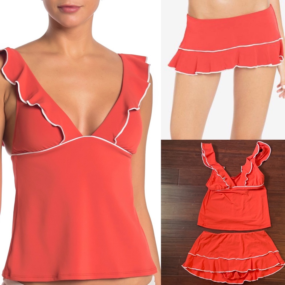 Robin Piccone ruffle Malia tankini size M